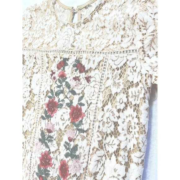 Francesca's Lace Dress Ladies XXS Ivory with floral insert lined NWT - Picture 8 of 11